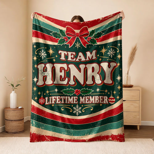 Team Your Name Lifetime Member Christmas Fleece Blanket HENRY 13K1 BK52