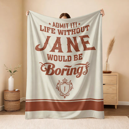 Life Without Your Name Would Be Boring Cream Terracotta Blanket JANE 13K1 BK24