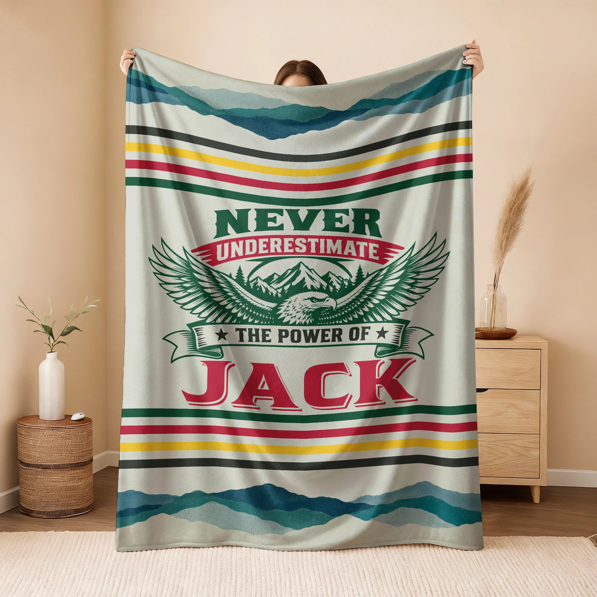 Never Underestimate Your Name Vintage Mountain Fleece Blanket JACK 13K1 BK44