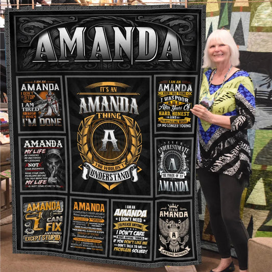 AMANDA Personalized Blanket | Custom Name Cozy Throw Gift 13K1-BK2
