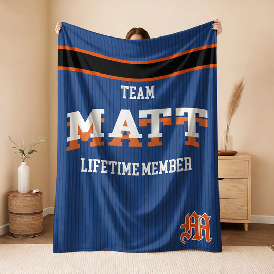 Team Your Name Lifetime Member Basketball Fleece Blanket MATT 13K1 BK47