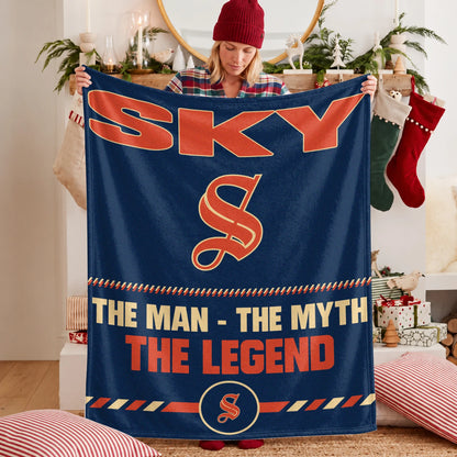 The Man The Myth The Legend Retro Fleece Blanket SKY 13K1 BK53