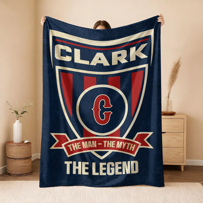 The Man The Myth The Legend Blue Burgundy Baseball Blanket CLARK 13K1 BK18