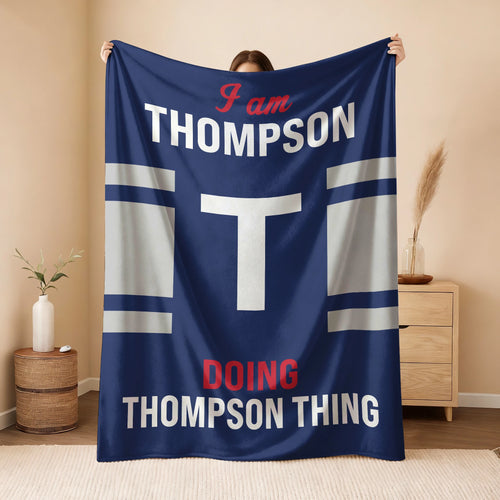 I'm Name Doing Name Things Navy Fleece Blanket THOMPSON 13K1 BK51