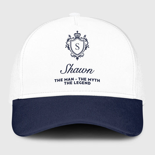 The Man The Myth The Legend Blue And White Baseball Mesh Cap SHAWN 13K1 C186PF
