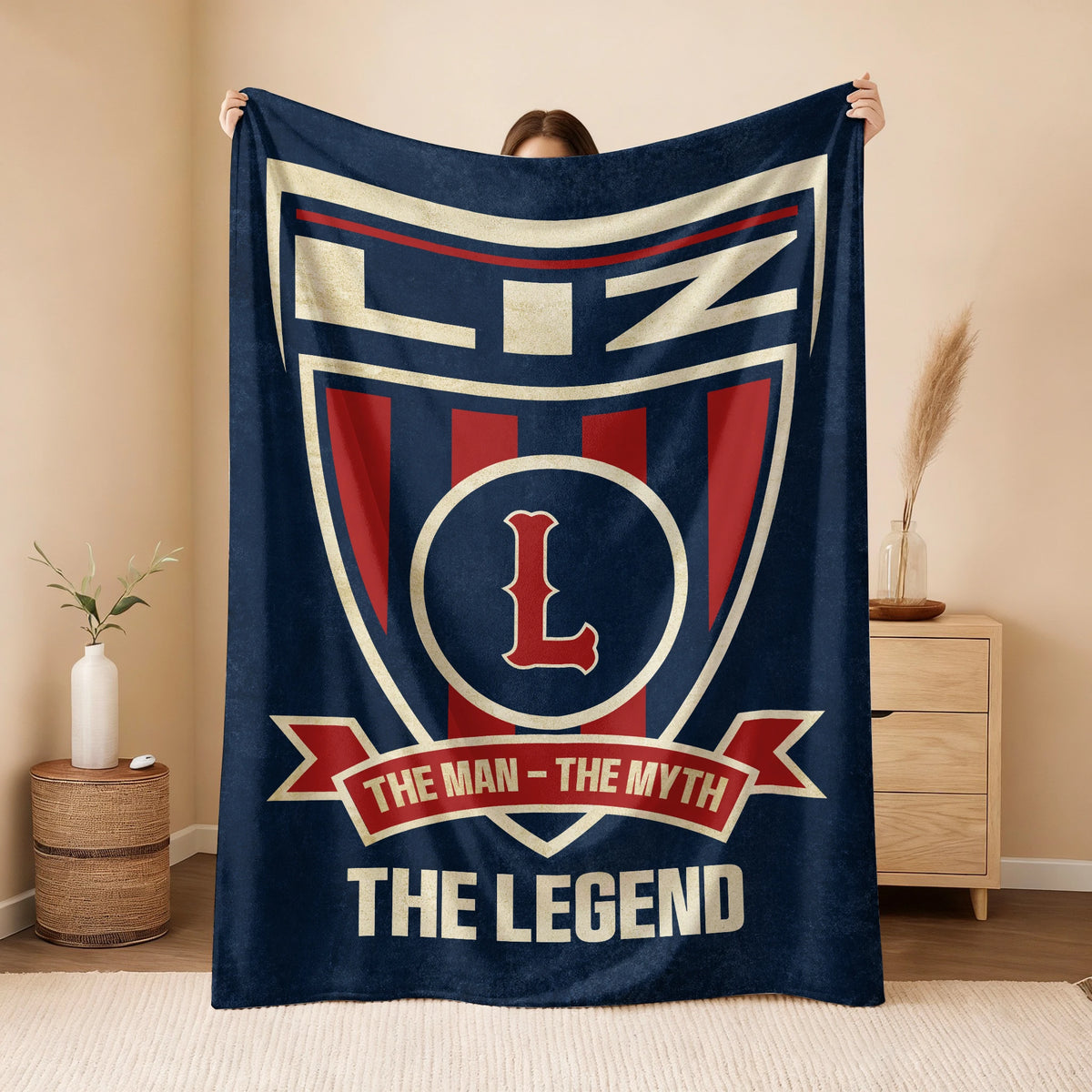 The Man The Myth The Legend Blue Burgundy Baseball Blanket LIZ 13K1 BK18