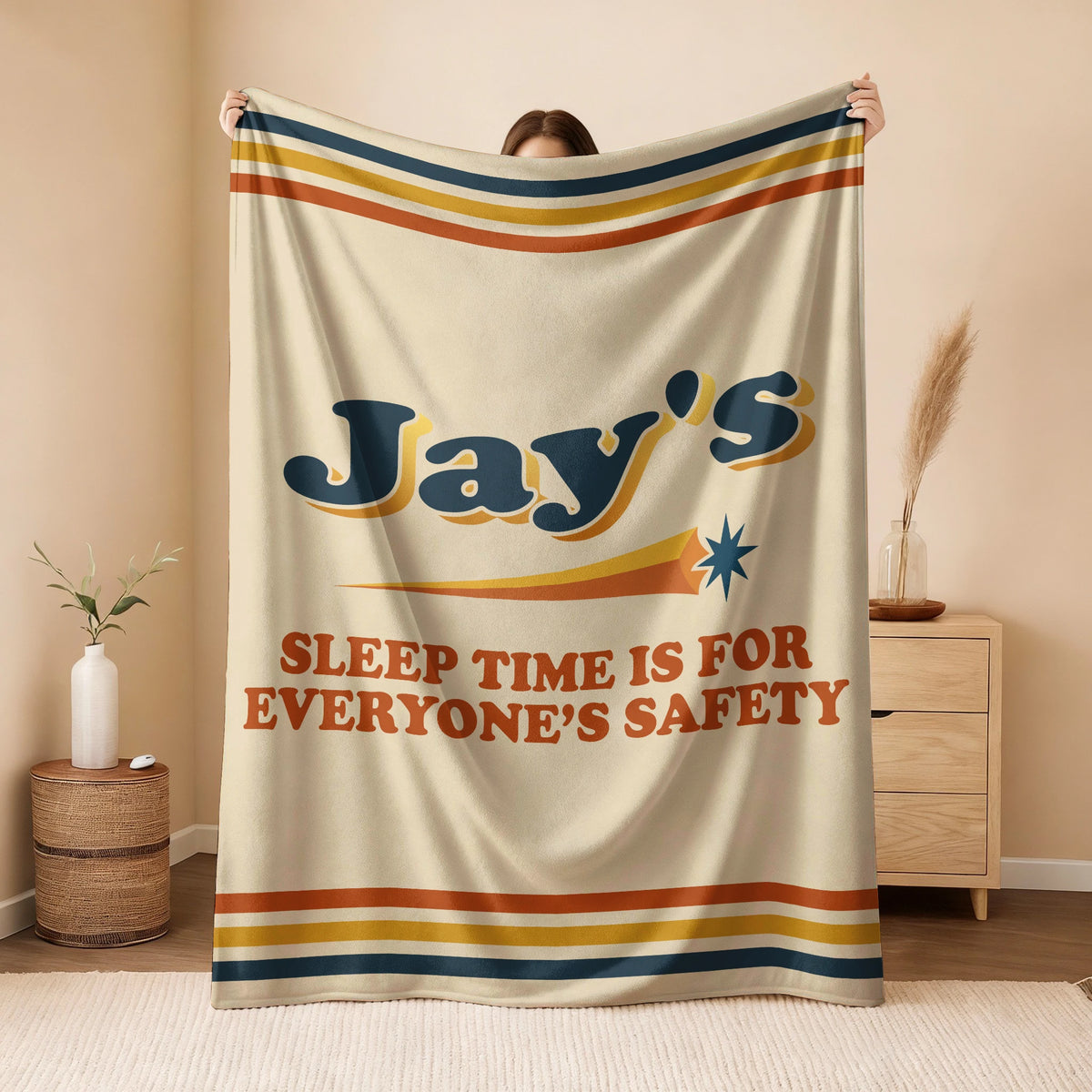 Your Name's Sleep Time Funny Retro Fleece Blanket JAY 13K1 BK67