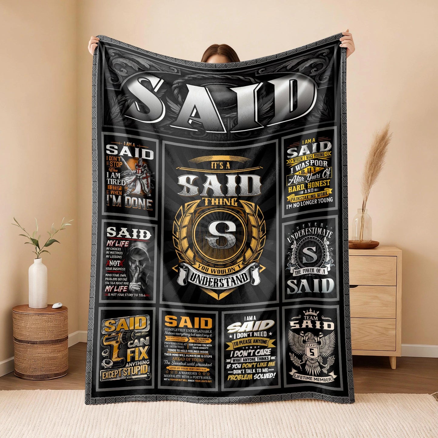 SAID Personalized Blanket | Custom Name Cozy Throw Gift 13K4-BK2