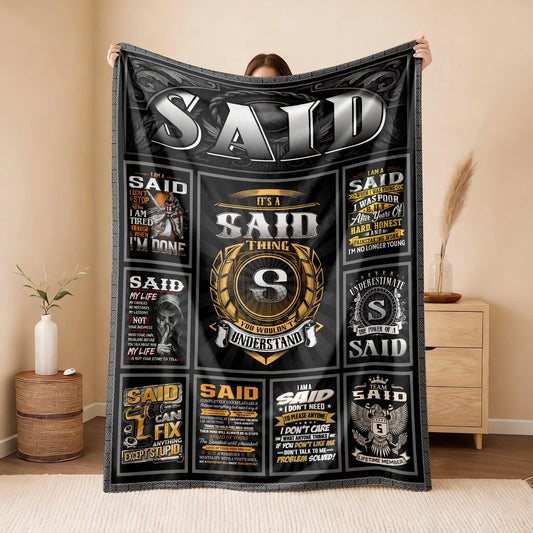 SAID Personalized Blanket | Custom Name Cozy Throw Gift 13K4-BK2