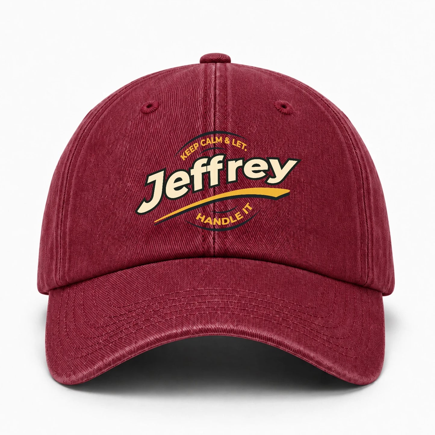 Keep Calm & Let Your Name Handle It Burgundy Washed Cap JEFFREY 13K1 C105PF