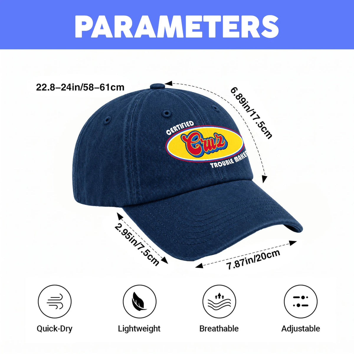 Certified Your Name Trouble Maker Washed Cap CRUZ 13K1 C73PF