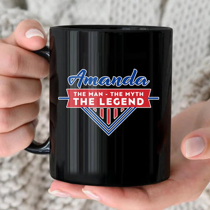 The Man The Myth The Legend Red And Blue Logo Mug AMANDA 13K1 MG34