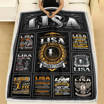 LISA Personalized Blanket | Custom Name Cozy Throw Gift 13K1-BK2