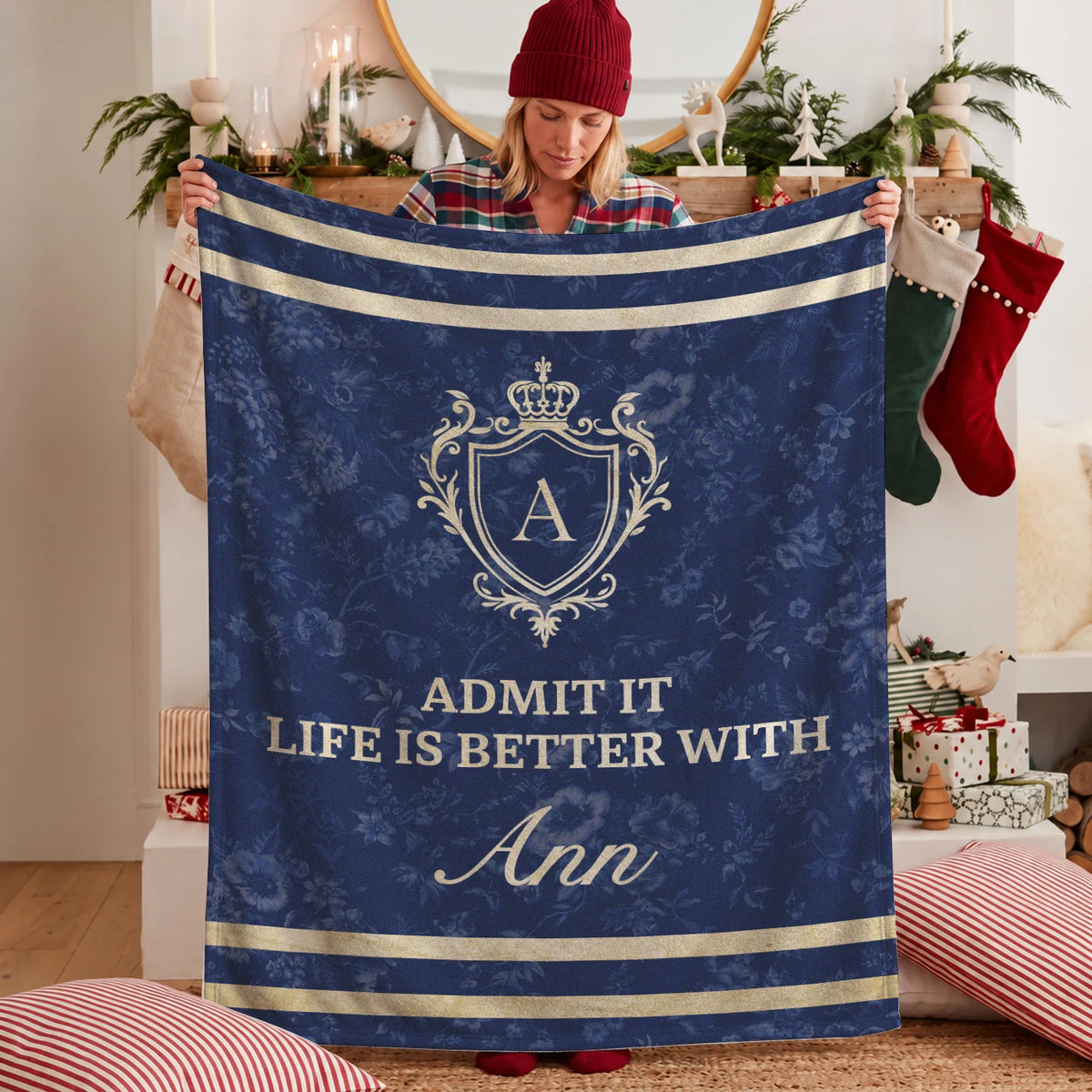 Admit It Life Is Better With Your Name Floral Blue Fleece Blanket ANN 13K1 BK36