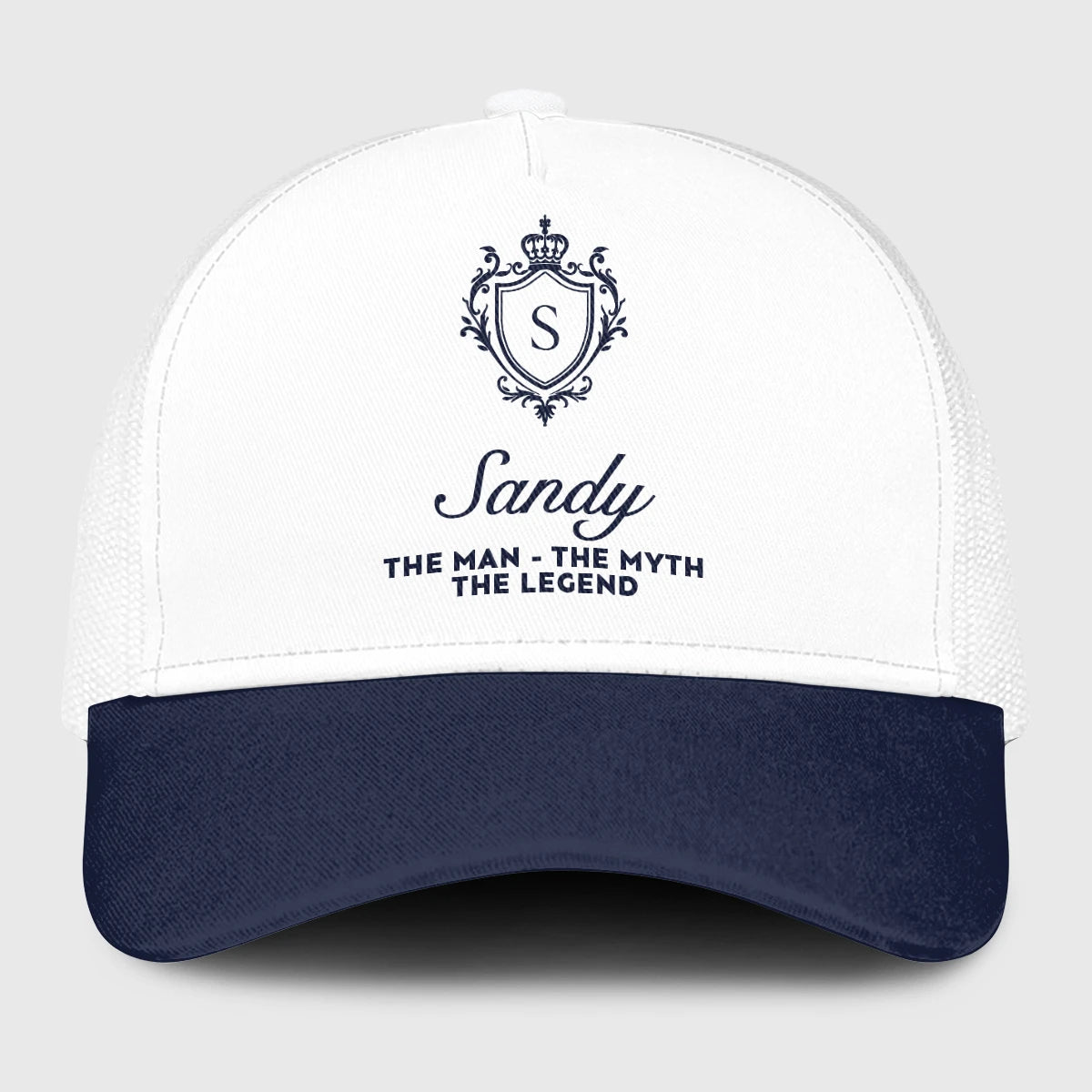 The Man The Myth The Legend Blue And White Baseball Mesh Cap SANDY 13K1 C186PF