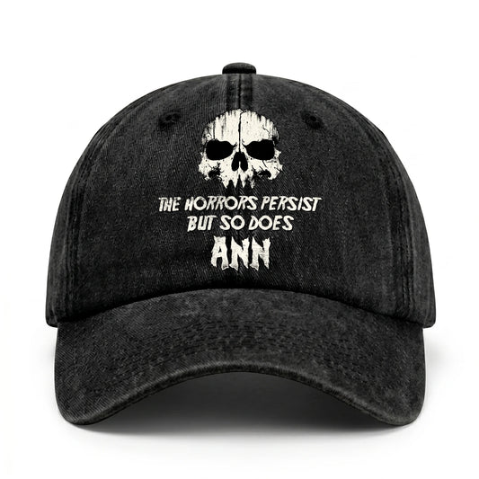 The Horrors Persist But So Does Your Name Cool Skull Washed Cap ANN 13K1 C134PF