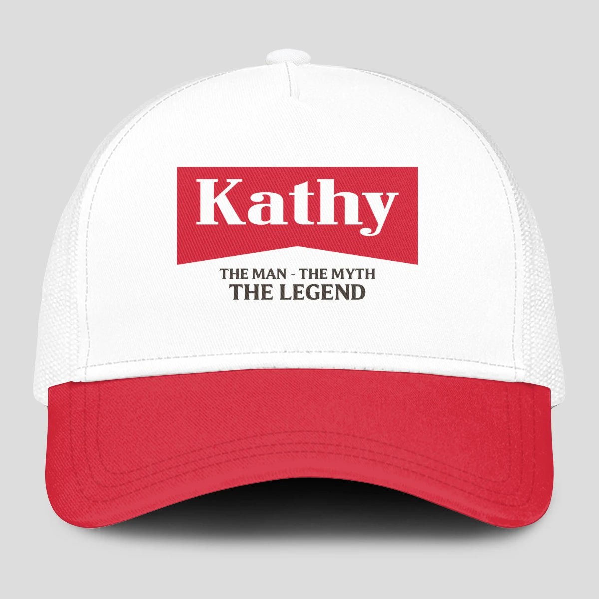 The Man The Myth The Legend Red And White Mesh Cap KATHY 13K1 C197PF