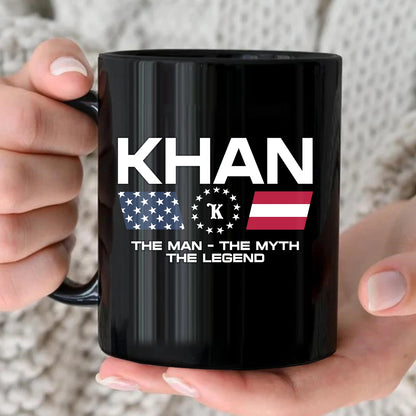 The Man The Myth The Legend Us Flag Mug KHAN 13K1 MG23