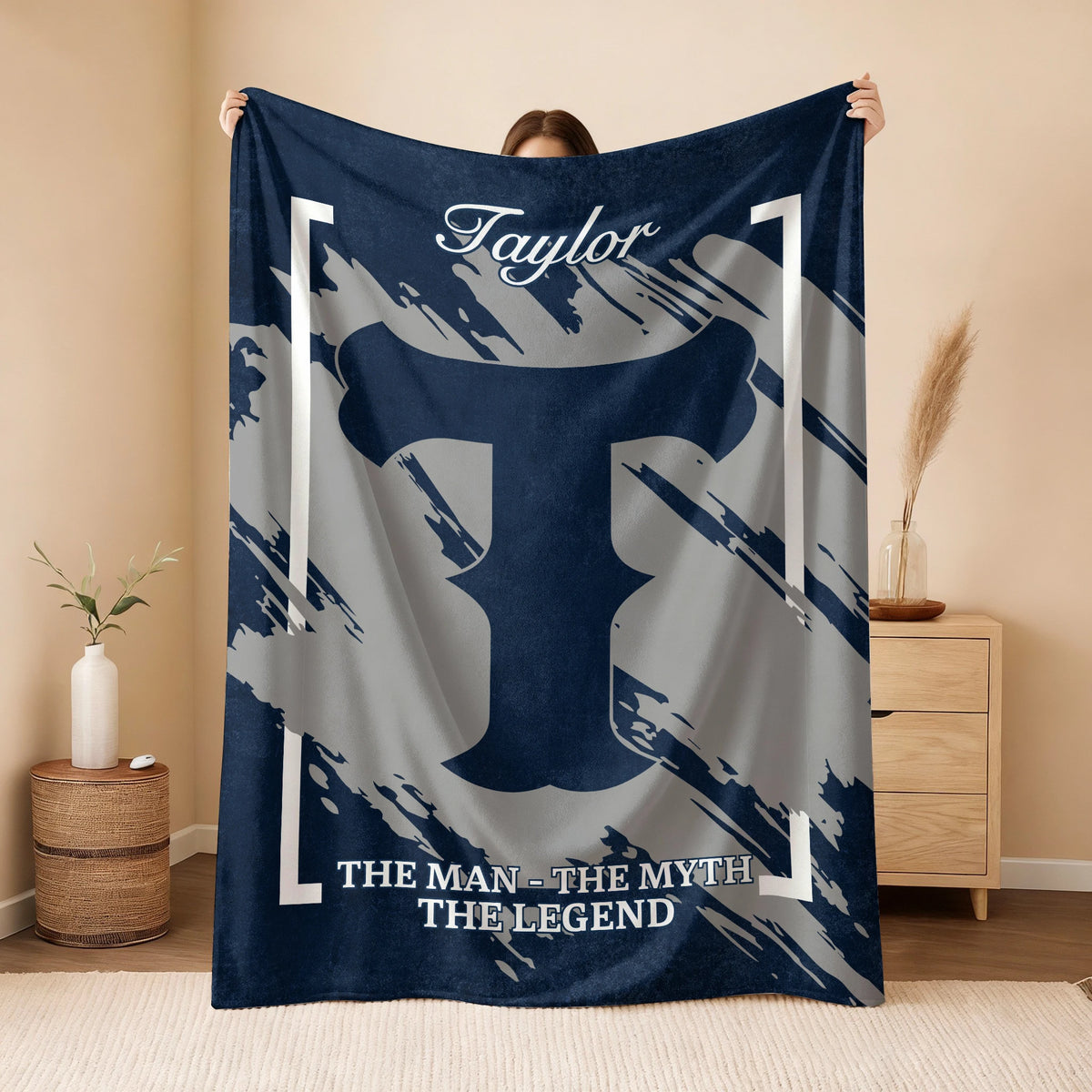 The Man The Myth The Legend Navy Baseball Fleece Blanket TAYLOR 13K1 BK17