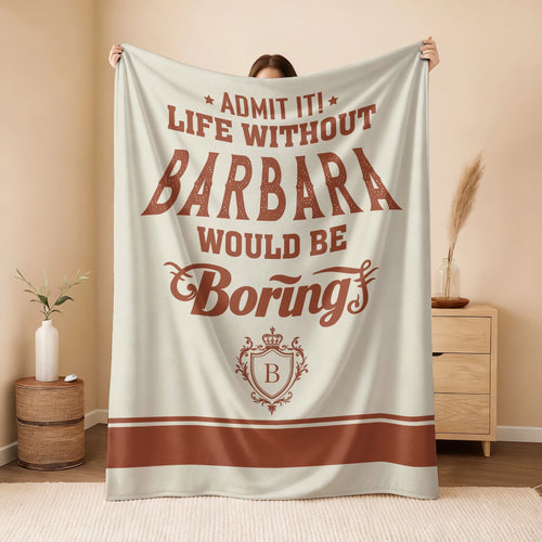 Life Without Your Name Would Be Boring Cream Terracotta Blanket BARBARA 13K1 BK24