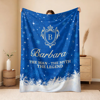The Man The Myth The Legend Navy Christmas Fleece Blanket BARBARA 13K1 BK15