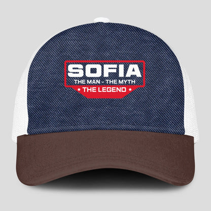 The Man The Myth The Legend Navy Brown And White Mesh Cap SOFIA 13K1 C200PF