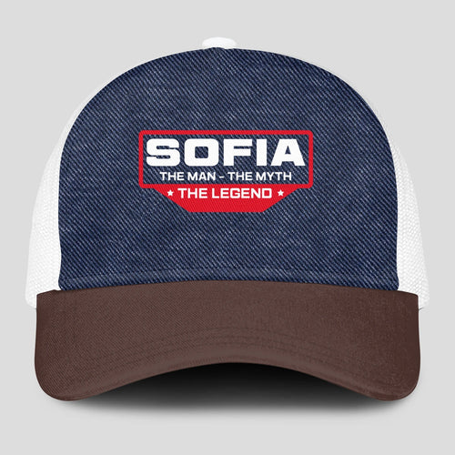 The Man The Myth The Legend Navy Brown And White Mesh Cap SOFIA 13K1 C200PF