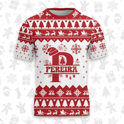 PEREIRA Personalized Christmas T-Shirt Pajama Set - Holiday Gift Outfit 13K1-CR2