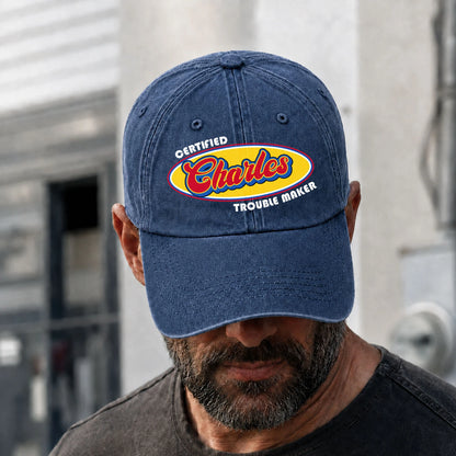 Certified Your Name Trouble Maker Washed Cap CHARLES 13K1 C73PF