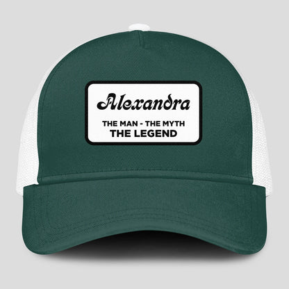 The Man The Myth The Legend Green And White Mesh Cap ALEXANDRA 13K1 C198PF