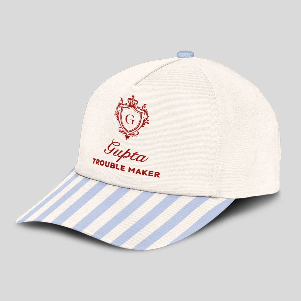 Trouble Maker Stripped Blue Beach Cap GUPTA 13K1 C74PF
