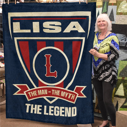 The Man The Myth The Legend Blue Burgundy Baseball Blanket LISA 13K1 BK18