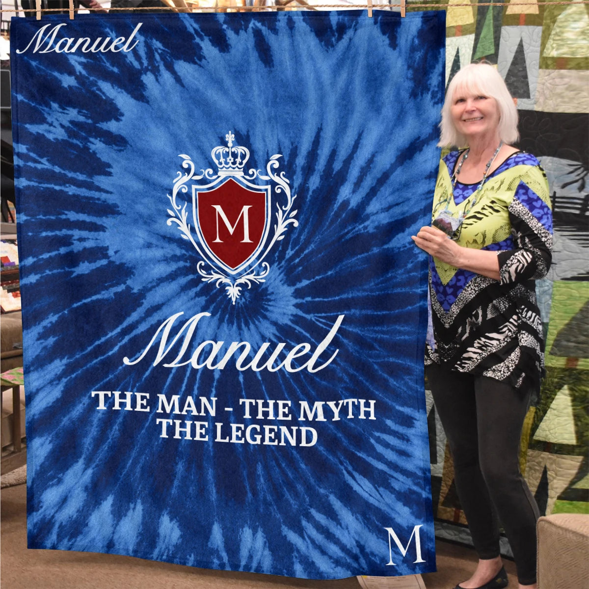 The Man The Myth The Legend Blue Waves Fleece Blanket MANUEL 13K1 BK11