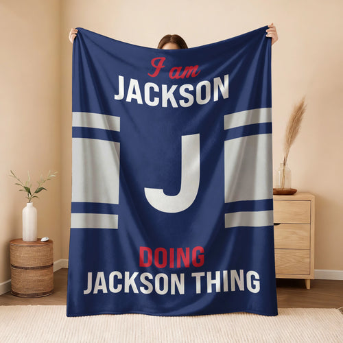 I'm Name Doing Name Things Navy Fleece Blanket JACKSON 13K1 BK51
