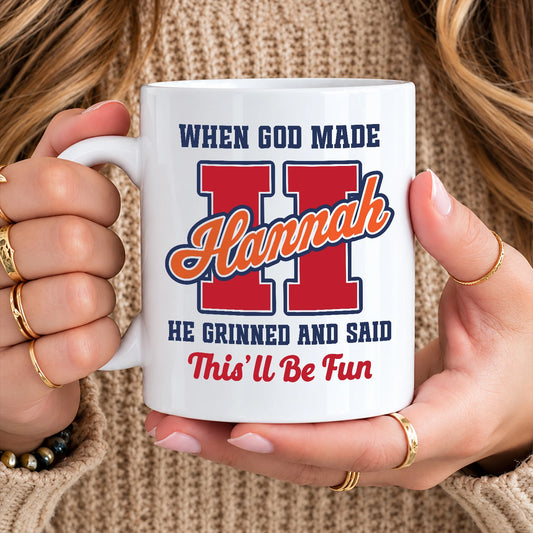 When God Made Your Name Personalized Baseball Mug HANNAH 13K1 MG07