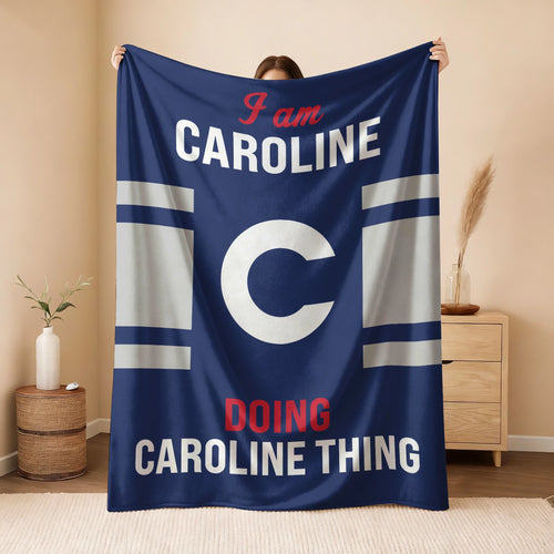 I'm Name Doing Name Things Navy Fleece Blanket CAROLINE 13K1 BK51