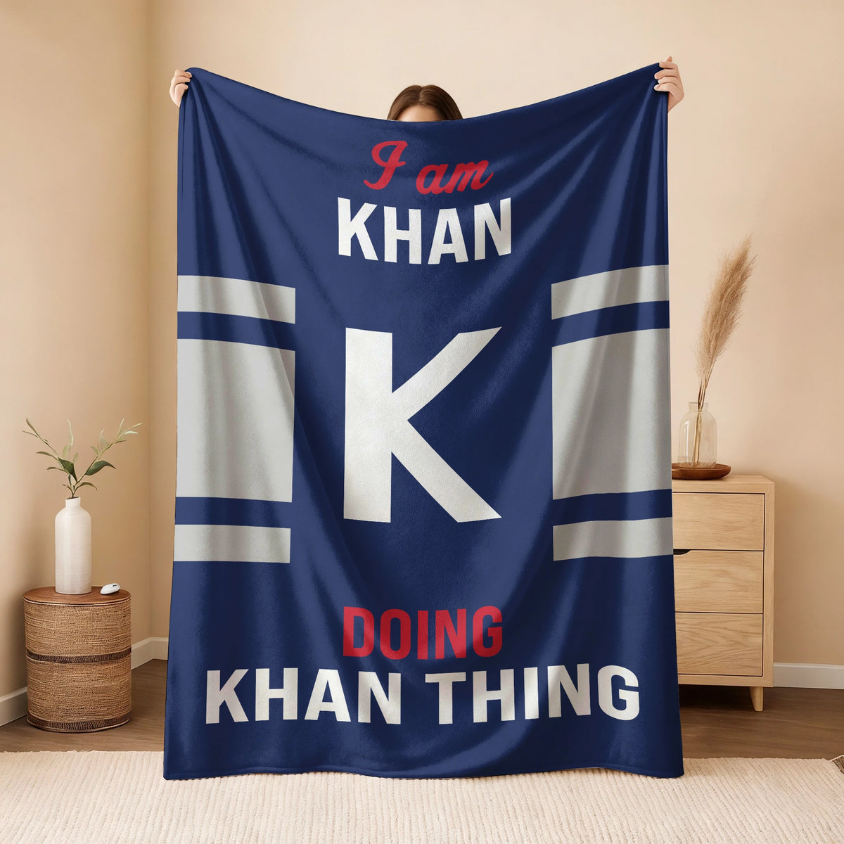 I'm Name Doing Name Things Navy Fleece Blanket KHAN 13K1 BK51