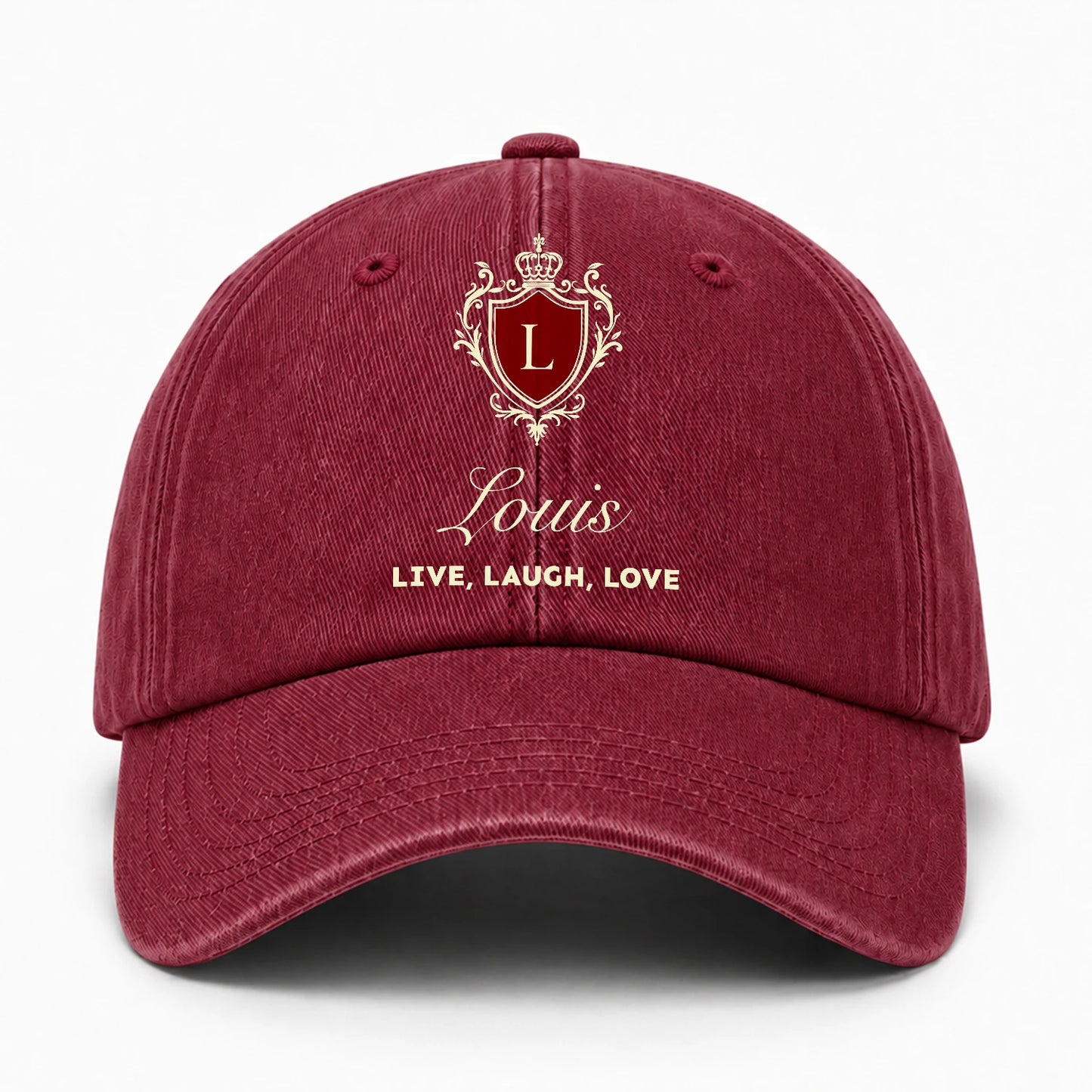 Live Laugh Love Elegant Burgundy Washed Cap LOUIS 13K1 C89PF