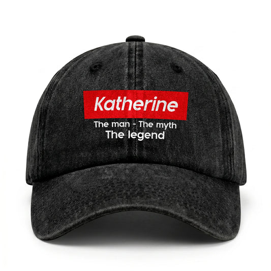 Your Name The Man The Myth The Legend Red Logo Washed Cap KATHERINE 13K1 C130PF