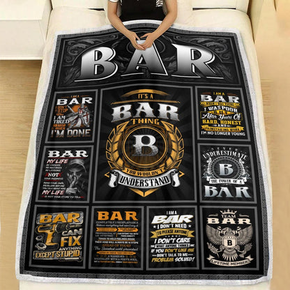 BAR Personalized Blanket | Custom Name Cozy Throw Gift 13K4-BK2