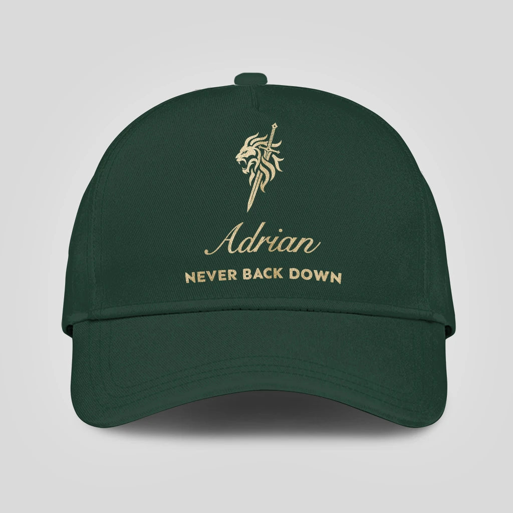 Never Back Down Lion And Sword Sage Green Cap ADRIAN 13K1 C178PF