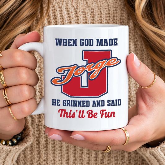 When God Made Your Name Personalized Baseball Mug JORGE 13K1 MG07
