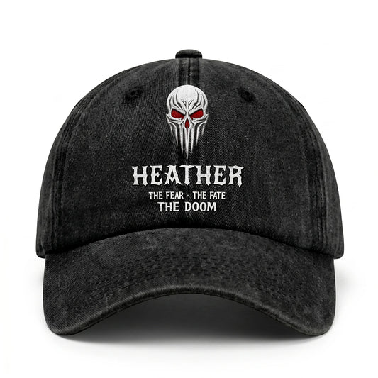 Your Name The Fear The Fate The Doom Skull Washed Cap HEATHER 13K1 C98PF