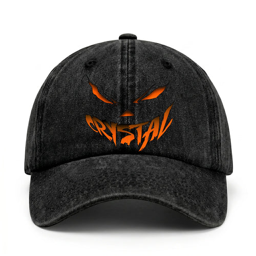 Stay Hungry Pumpkin Chasing Ghosts Funny Washed Cap CRYSTAL 13K1 C101PF