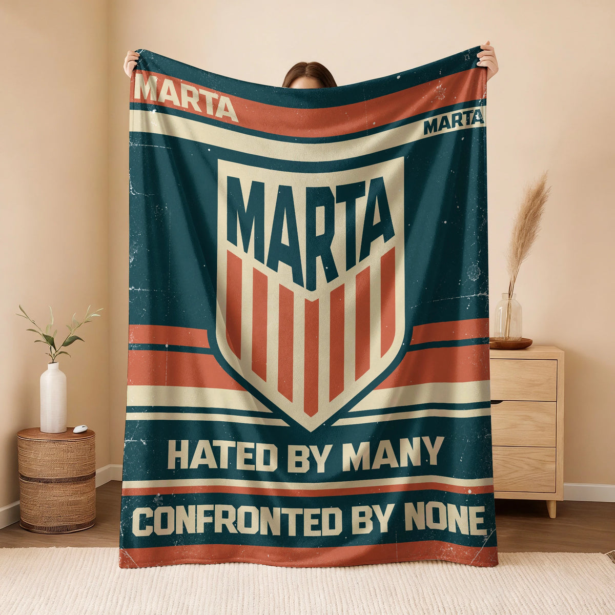 Hated By Many Confronted By None Retro Fleece Blanket MARTA 13K1 BK58