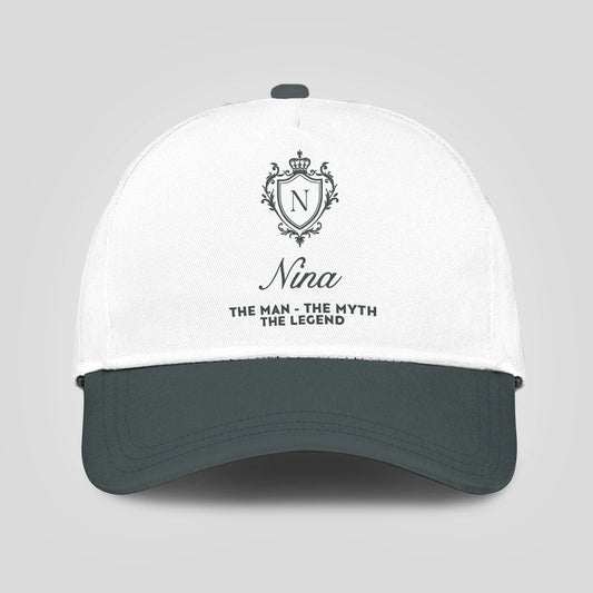 The Man The Myth The Legend Elegant Gray And White Cap NINA 13K1 C170PF