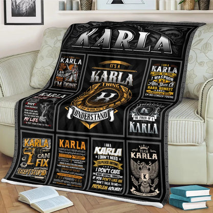 KARLA Personalized Blanket | Custom Name Cozy Throw Gift 13K2-BK2