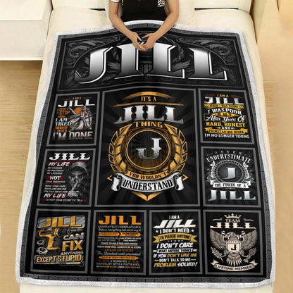 JILL Personalized Blanket | Custom Name Cozy Throw Gift 13K1-BK2