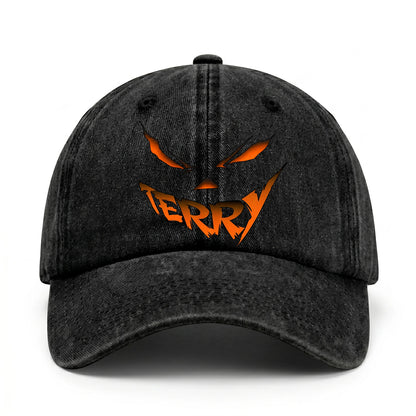 Your Name Jack O' Lantern Halloween Washed Cap TERRY 13K1 C100PF