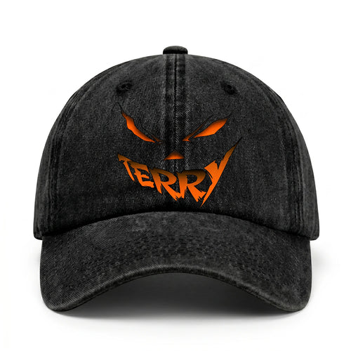 Your Name Jack O' Lantern Halloween Washed Cap TERRY 13K1 C100PF